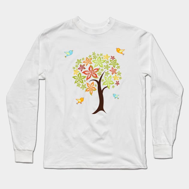 Tree and birds Long Sleeve T-Shirt by Gaspar Avila